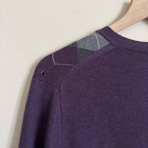 Banana Republic Mens Ultra Fine Merino Wool Argyle Sweater Size Medium Shirt Top - Picture 8 of 10